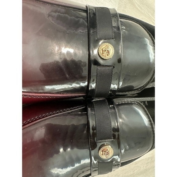 Versace Men\'s Black Cherry Ombre Patent Leather Medusa Loafers Italy sz 44 us 10